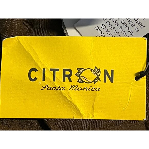 Citron Women Brown Silk Crop Plus Size Pant 1X Stretch Jacquard Bird Floral New - Picture 8 of 9